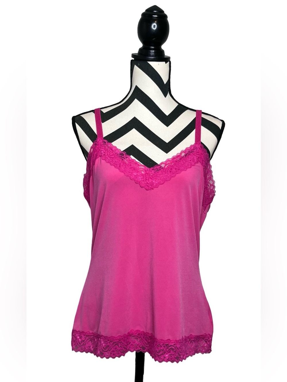 Susan Graver Essentials Y2K McBling Lace Trim Tank Top Sz L
